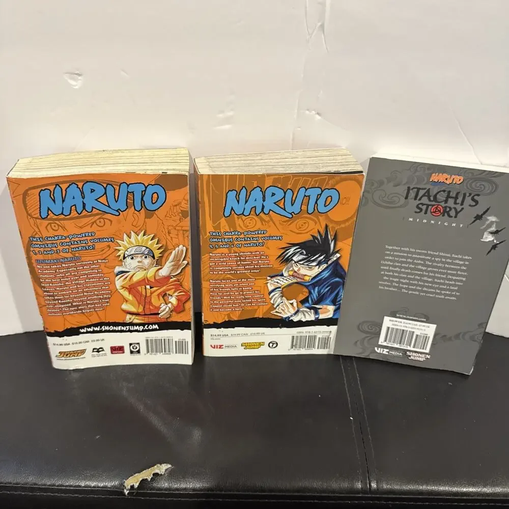 Naruto 3-in-1 Vols 1-6 & Itachi’s Story Midnight Light Novel Manga Viz Set